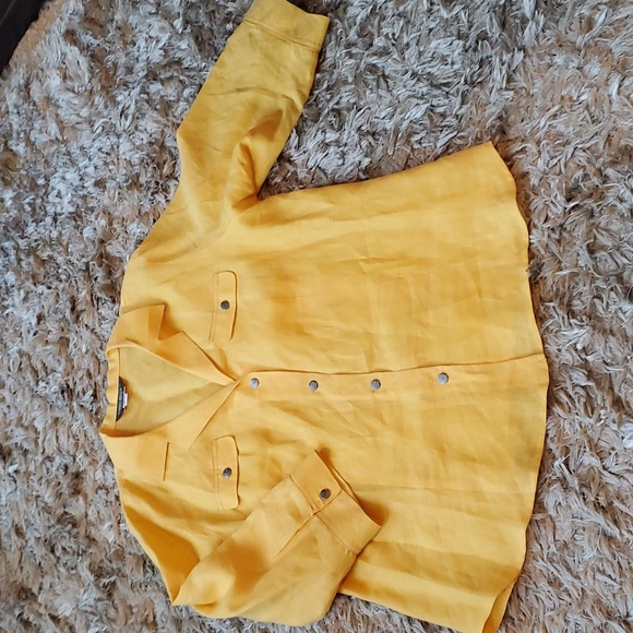 MARINA RINALDI yellow linen button down shirt - Picture 3 of 10